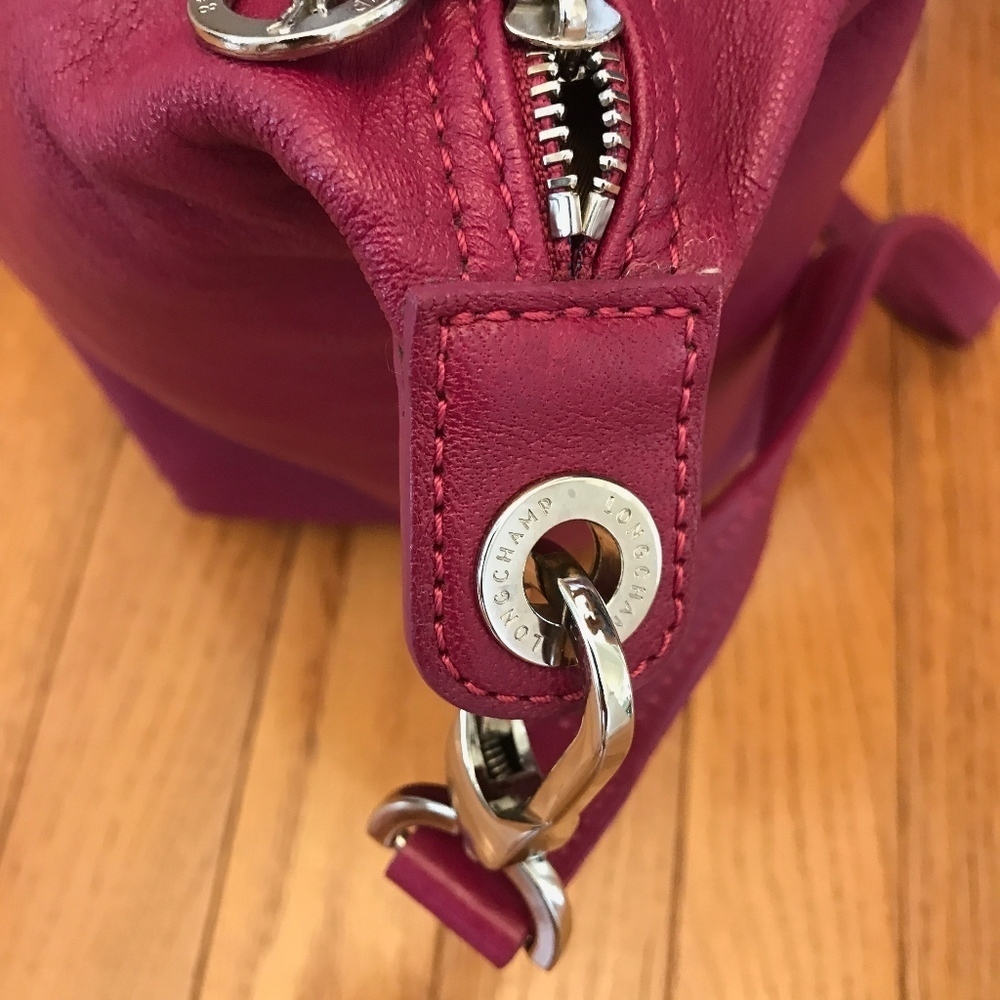 Longchamp Burgundy Leather Top-Handle Shoulder Bag - Picture 3 of 10